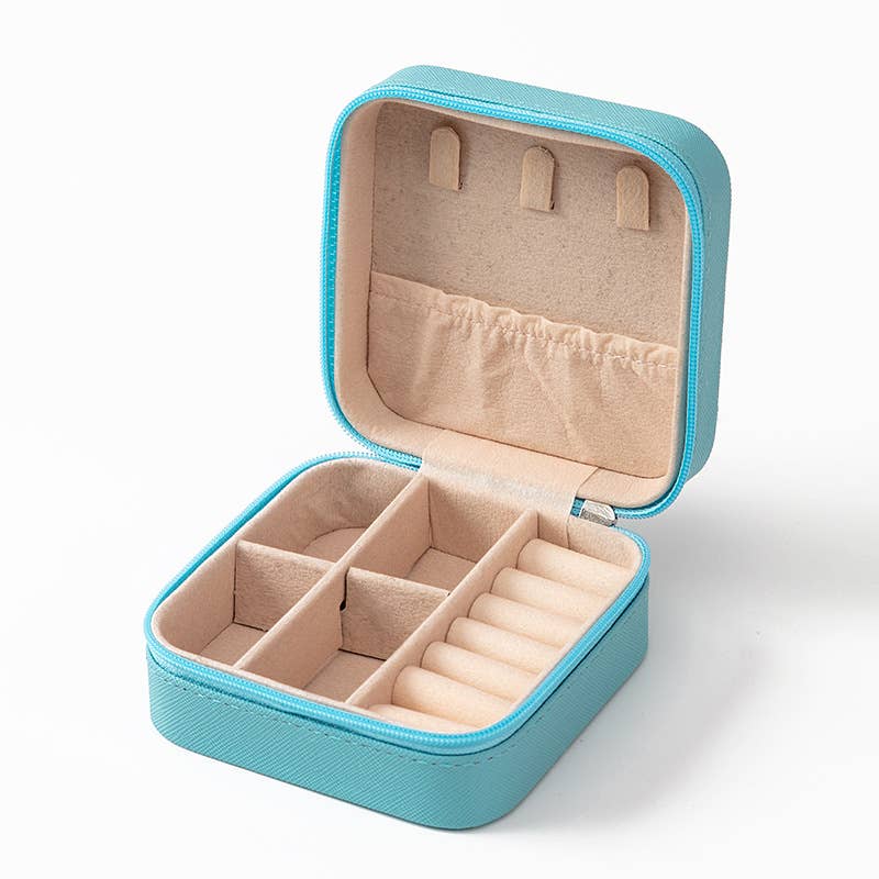 407 Portable Mini Square Jewelry Organizer Travel Box Case