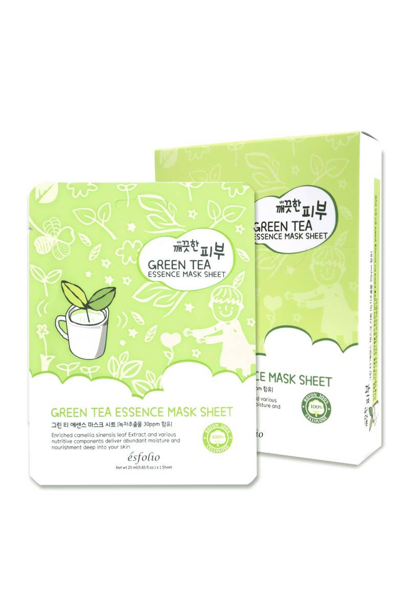2835 Esfolio ESMPPUGR Green Tea Essence Facial Mask Sheet