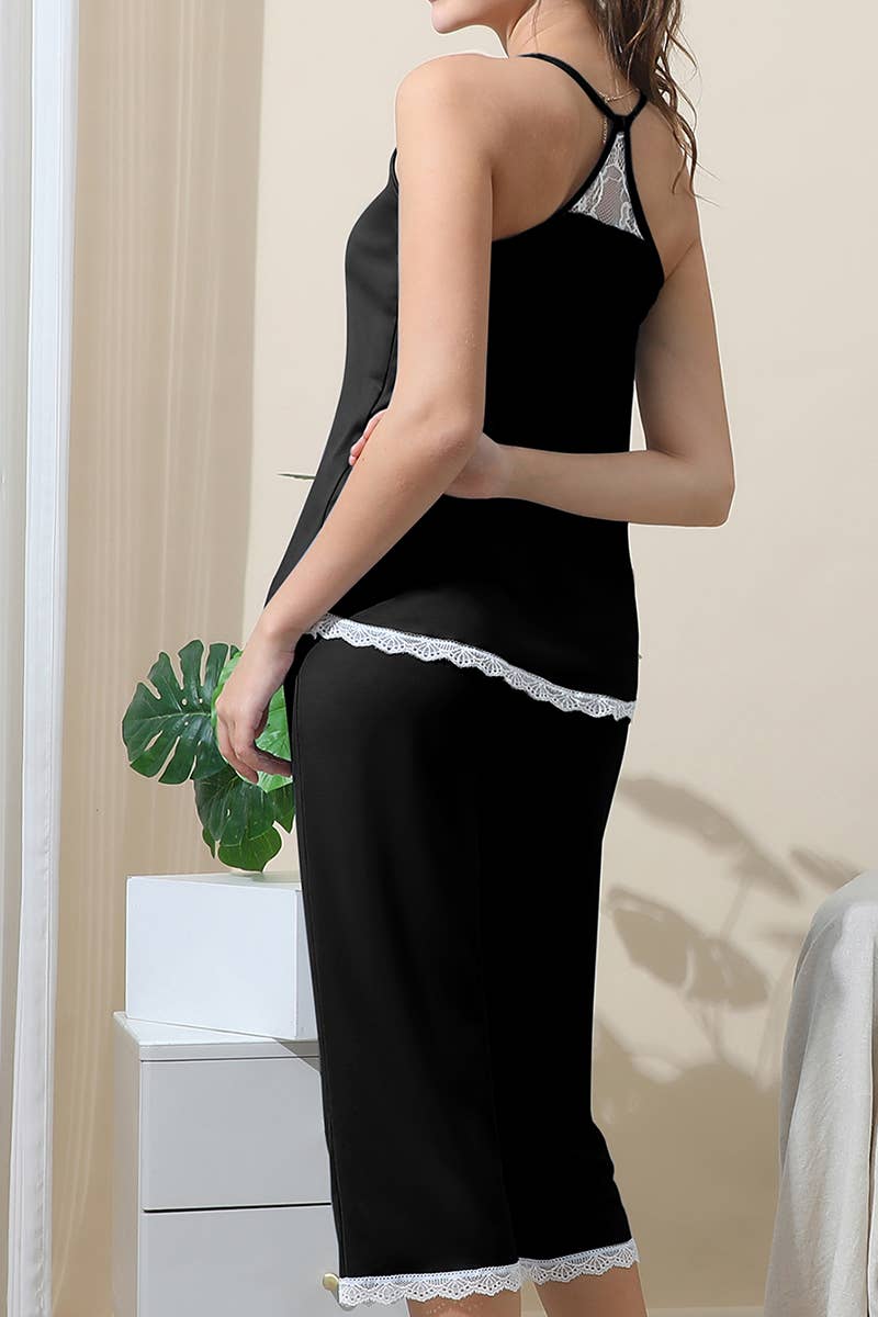 CWSPJ038-P_RACERBACK TOP LACE AND CAPRI PAJAMA SET