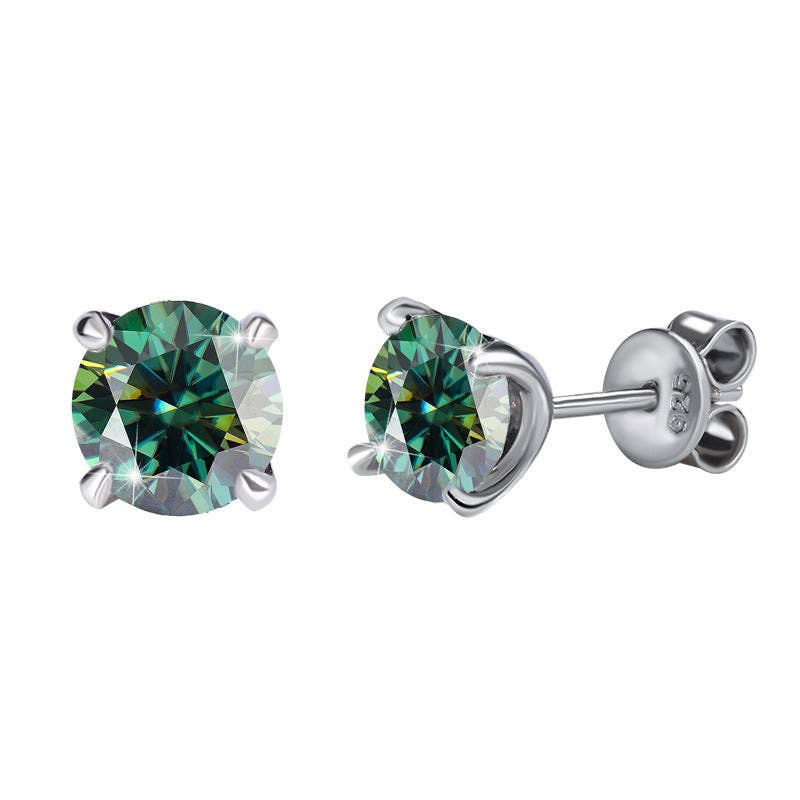359 Color Moissanite Wedding Stud Earring in 925 Sterling Silver