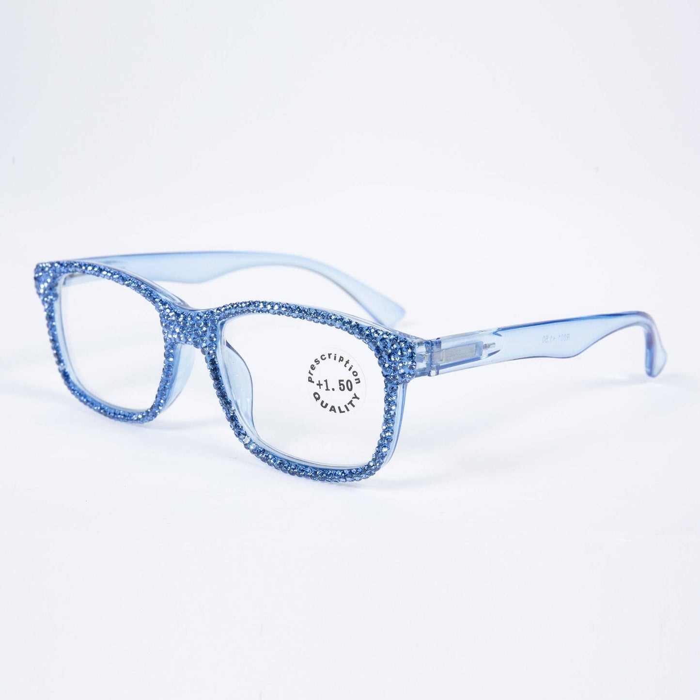 Handmade Rhinestone Rectangle Reader Glasses G0540-Blue