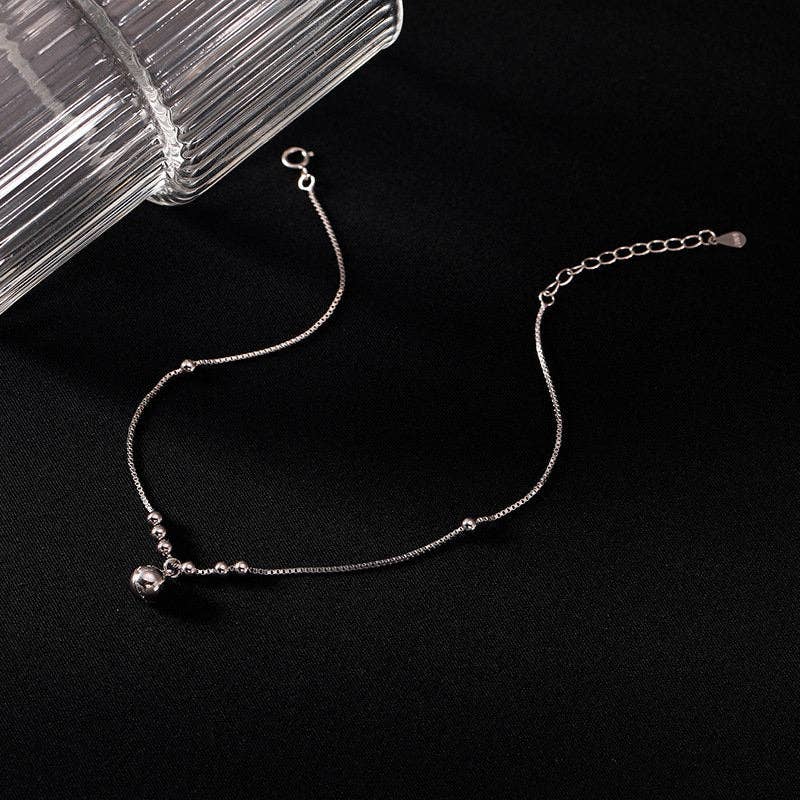 Dainty Gold Bell Charm Anklet in 925 Sterling Silver