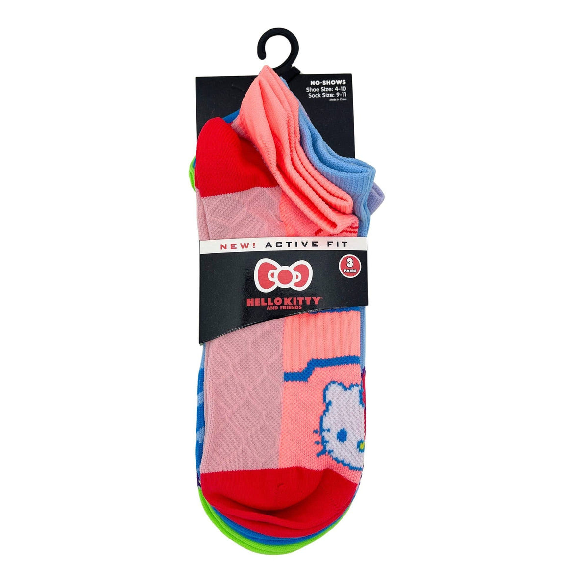 3 Pair Hello Kitty & Friends Sport No Show Socks Size 9–11