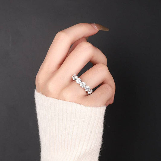 Color Moissanite Half Eternity Ring in 925 Sterling Silver