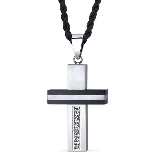8964 Premium Stainless Steel and Ceramic Cross Pendant