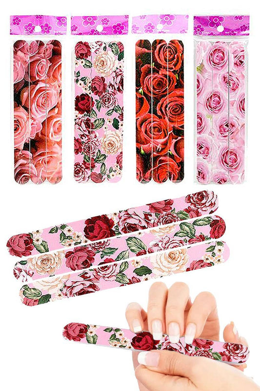Rose Floral Nail Grit Files - 3 Pcs Pack