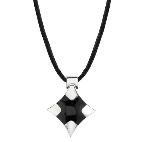 8004 Premium Stainless Steel Finish Black Enamel Pendant