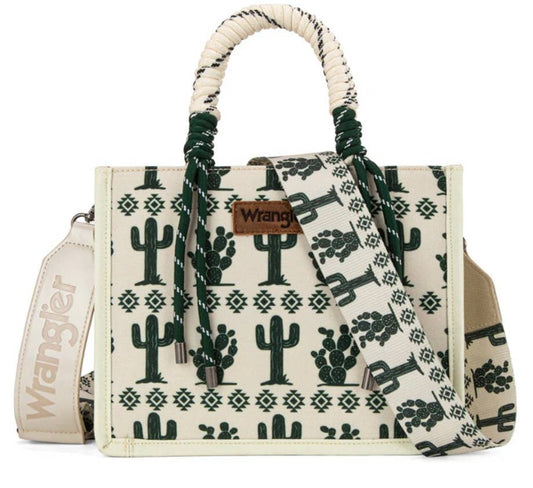 395 Wrangler Cactus Print Rope Tote/Crossbody -Beige