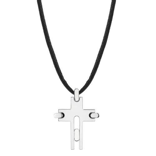 426 Modern Cross Pendant Necklace Stainless Steel