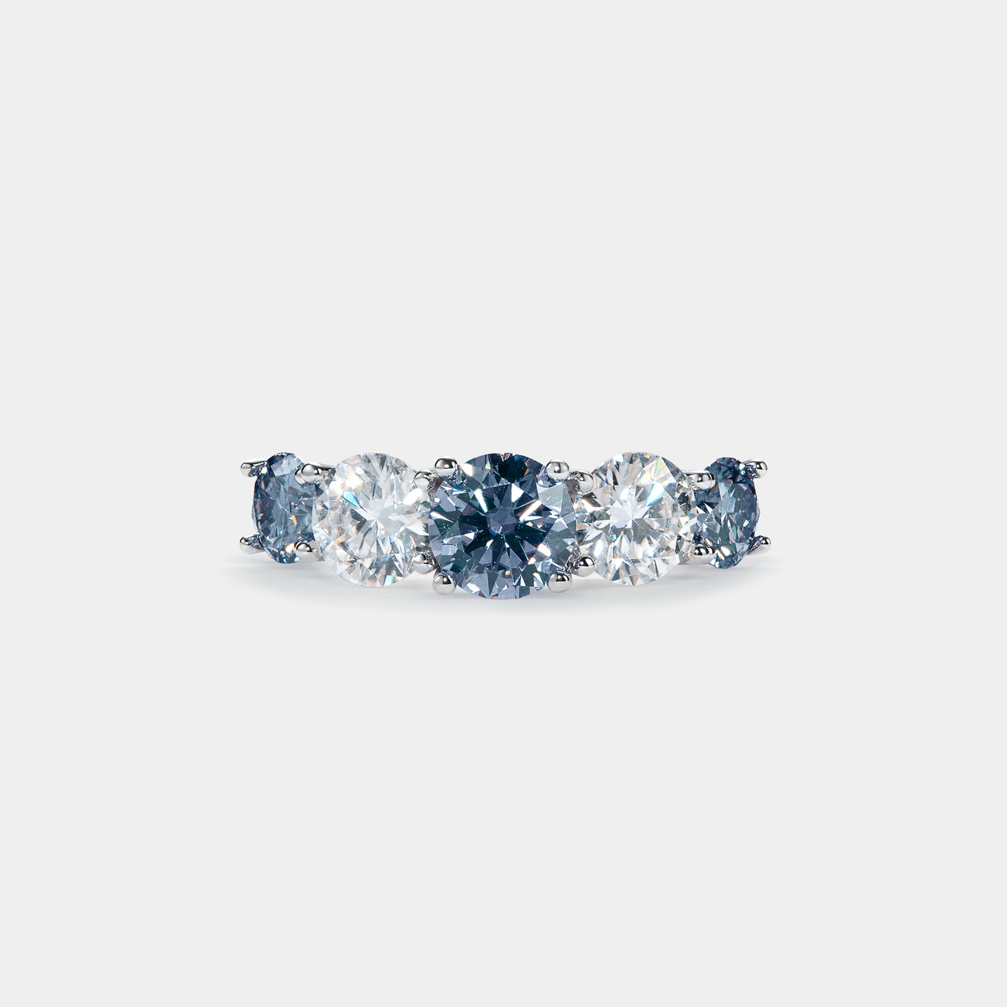 Five-Stone Color Moissanite Band Ring in 925 Sterling Silver