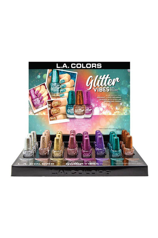 LA Colors CLAC456 Glitter Vibes Nail Polish Set - 24pc
