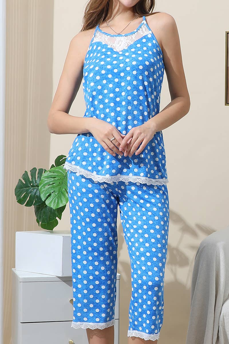 CWSPJ038_RACERBACK TOP LACE AND CAPRI PAJAMA SET