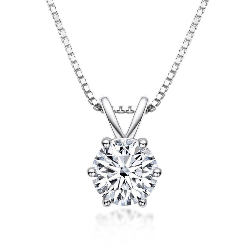 Solitaire Moissanite Pendant Necklace in 925 Sterling Silver