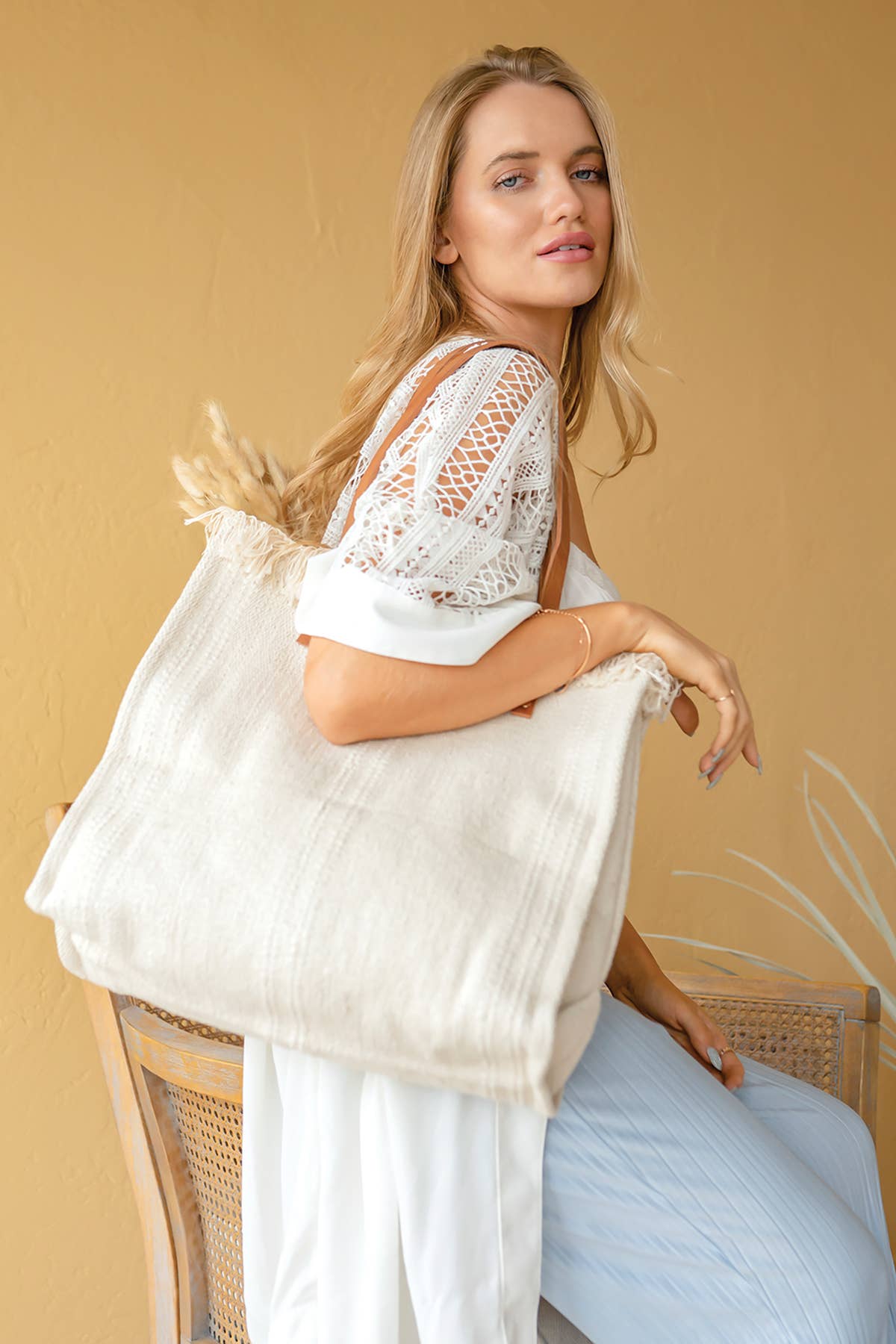 M2091 Madison Handwoven Fringe Tote – Woven Cotton Bag