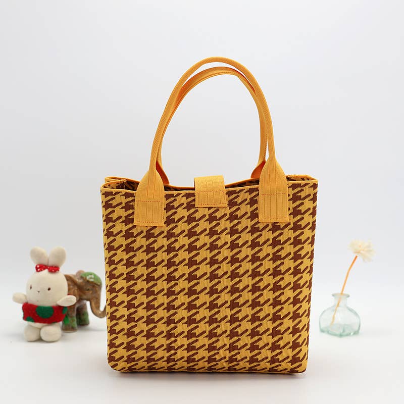 414 Handmade Houndstooth Tote Bag Casual Canvas Bag
