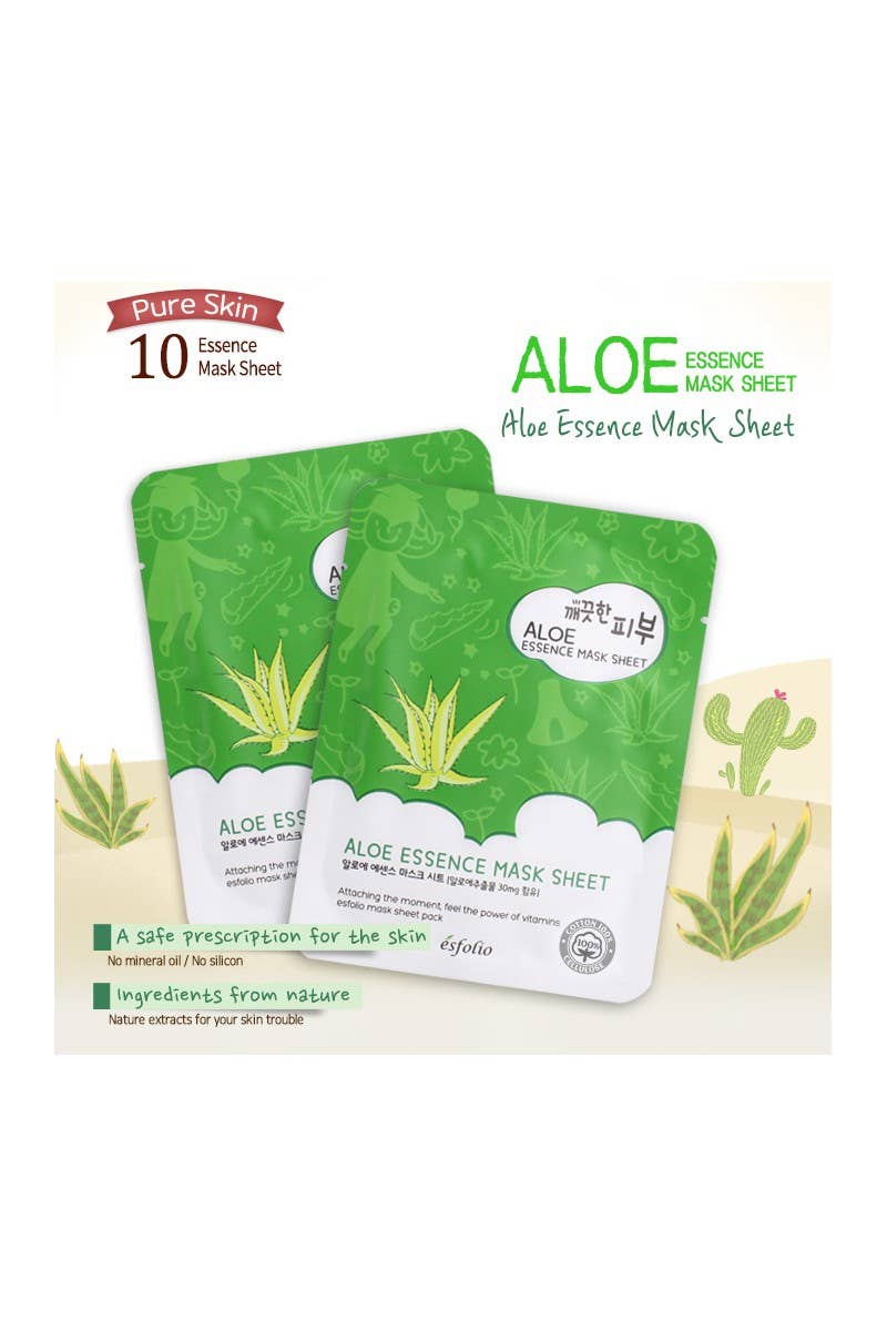 2833 Esfolio ESMPPUAL Aloe Essence Facial Mask Sheet