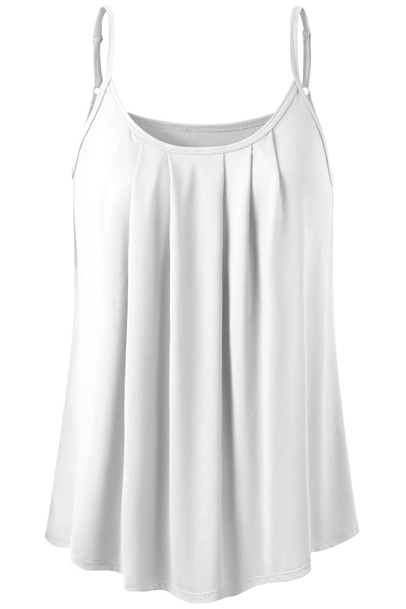 CWTTK229-P_Sleeveless Pleated Layered Cami Tank Knit Top