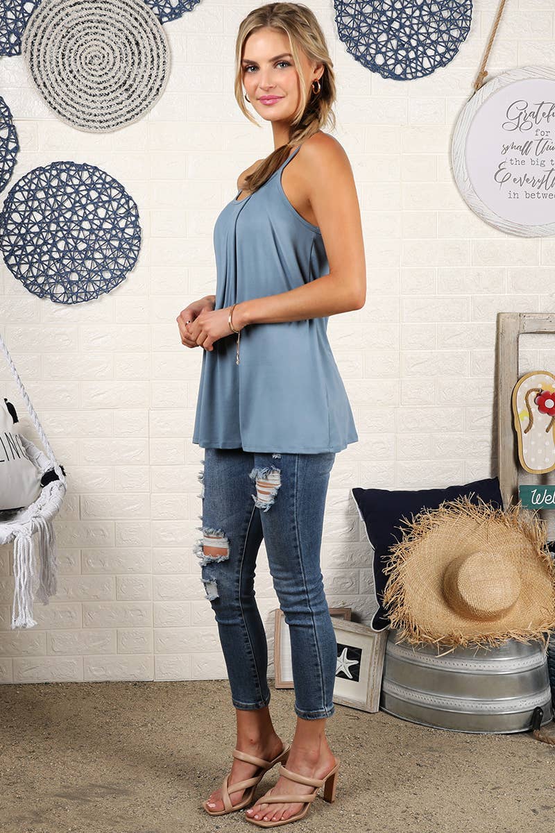 CWTTK229-P_Sleeveless Pleated Layered Cami Tank Knit Top