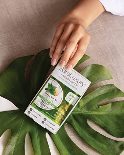Morgan Taylor BareLuxury 4-Step Complete Pedicure & Manicure Packs - Complete Nail Care Kit with Soak, Masque, Scrub & Massage Butter, Professional Spa-Quality Treatments (Detox Ginger & Green Tea)