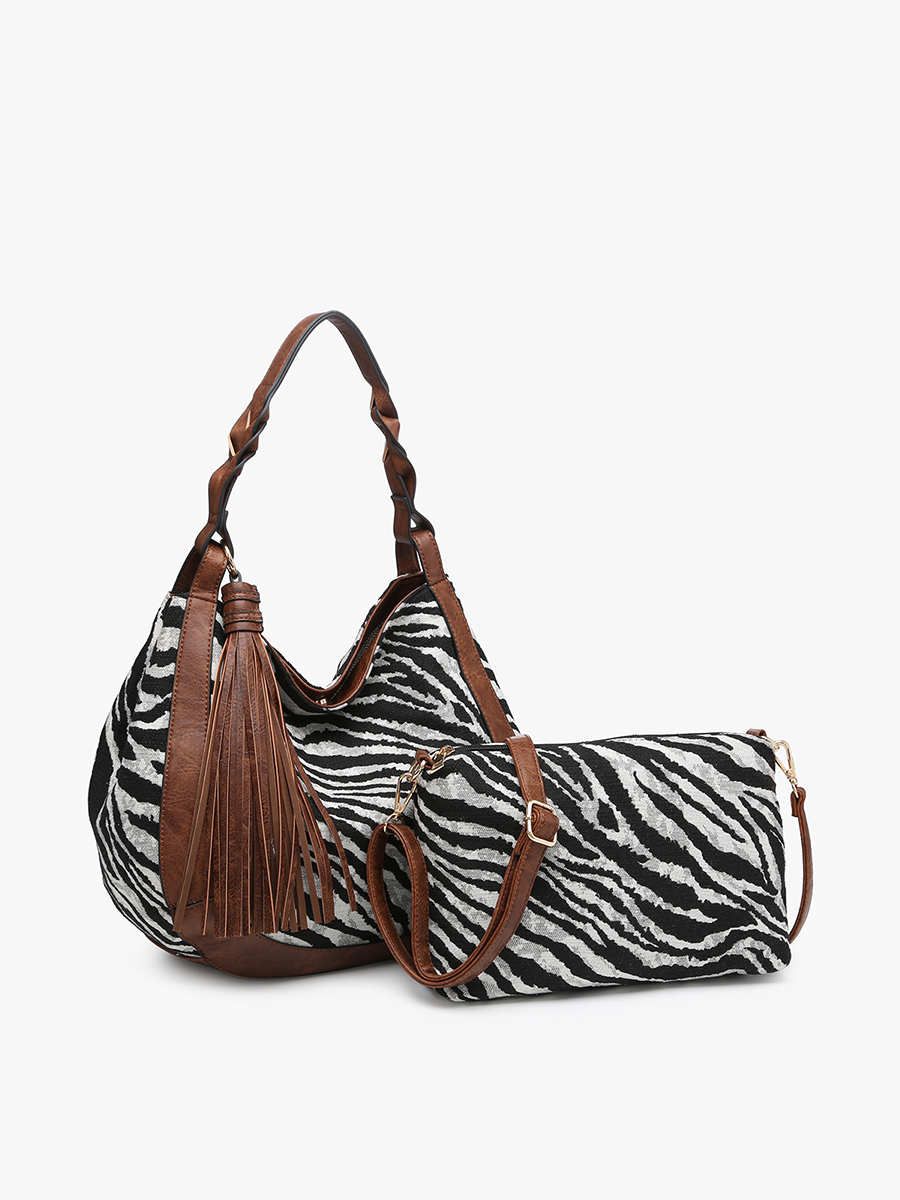 M2255 Nori Zebra Printed Hobo Bag – Large Tassel