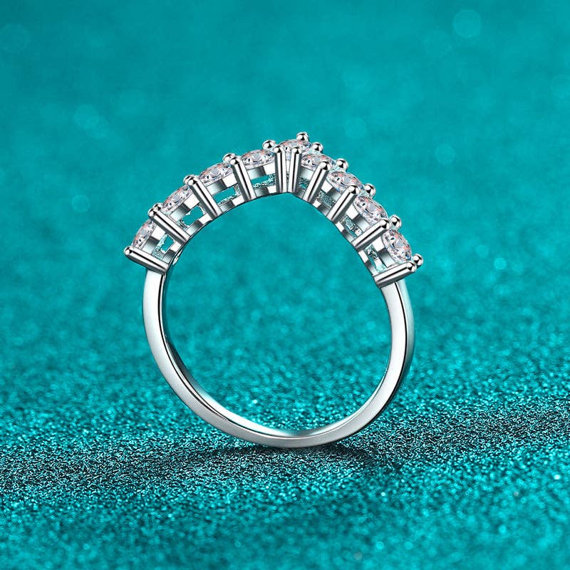 Moissanite Pave V-Shape Chevron Ring in 925 Sterling Silver