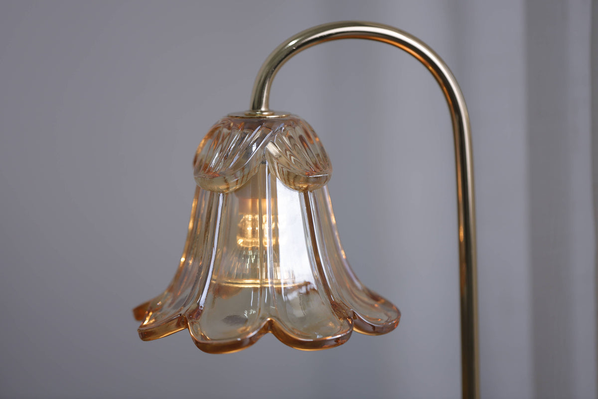 Amber Candle Warmer Lamp + Candle – Light Wood Round Base