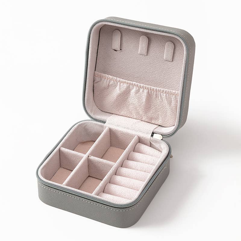 407 Portable Mini Square Jewelry Organizer Travel Box Case