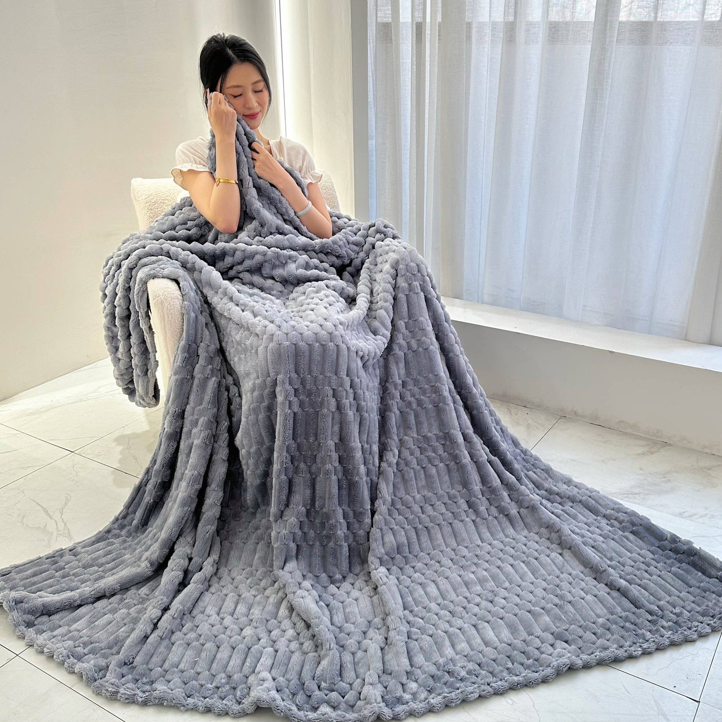 Turtle Fleece Throw – Bubble-Texture Ultra Plush Blanket for Cozy Comfort