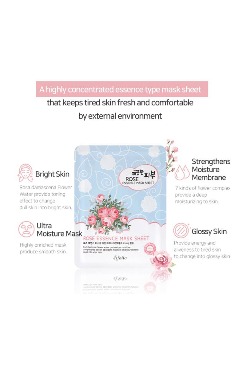 2838 Esfolio ESMPPURO Rose Essence Facial Mask Sheet
