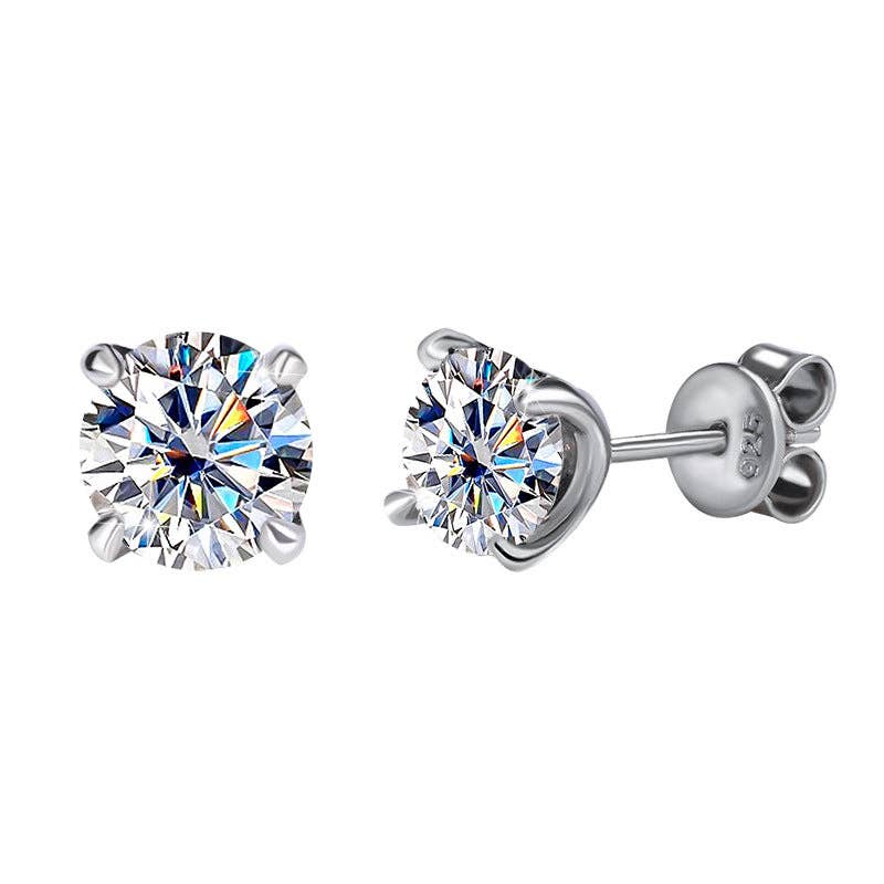 359 Color Moissanite Wedding Stud Earring in 925 Sterling Silver