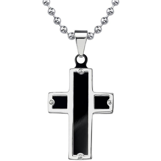 Stainless Steel Black Cross Pendant Rivet