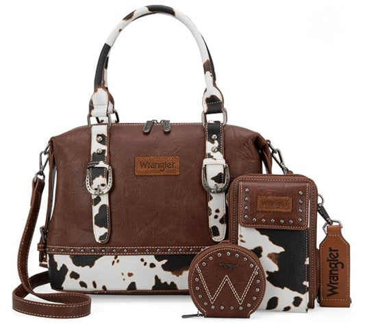 Wrangler 3Pcs Set Buckle Classic Barrel Satchel 