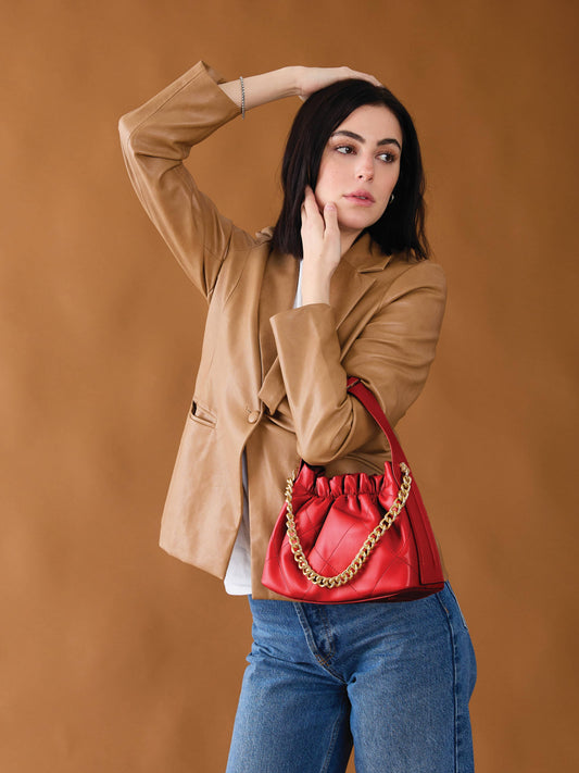 JN2585 Sydney Ruched Bucket Bag – Crossbody Style