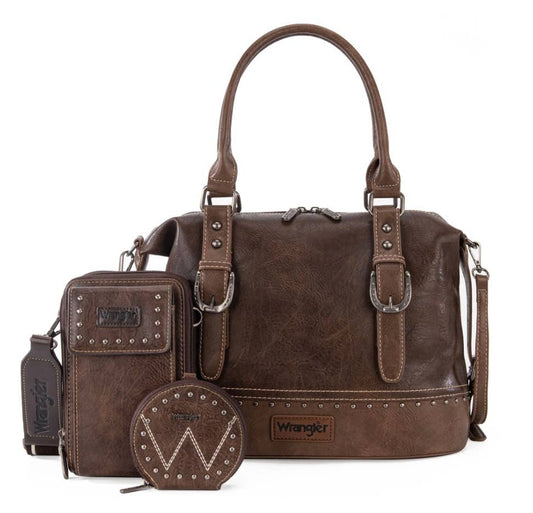 387 Wrangler 3Pcs Classic Barrel Satchel-Phone-Wallet 3 Colors