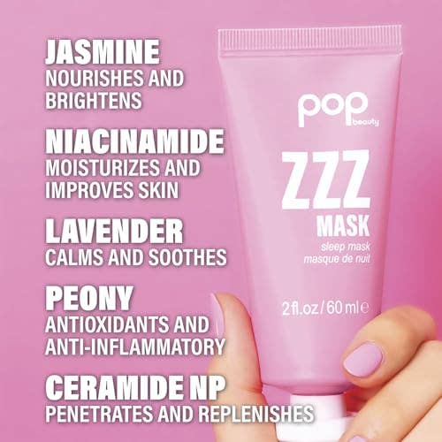 POP Beauty ZZZ MASK - Rehydrating and Reviving Face Mask, Niacinamide and Ceramides Replenish Skin | 2 Fl Oz