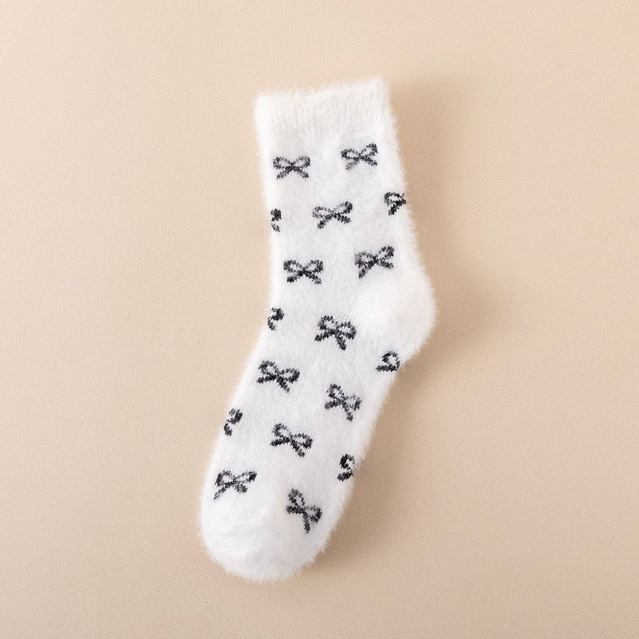 416 Bow Fluffy Home Plush Socks
