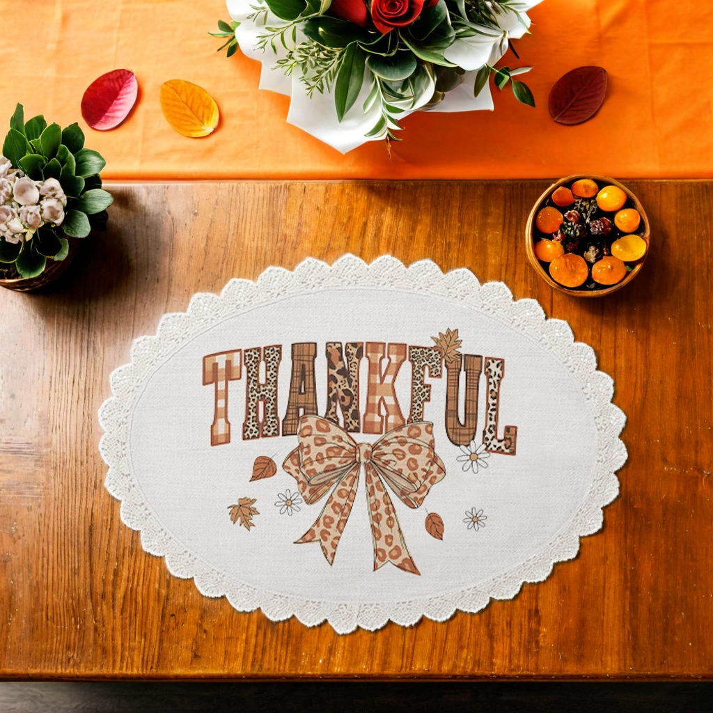 SUBLIMATION LINEN PLACEMAT W/ LACE TRIM