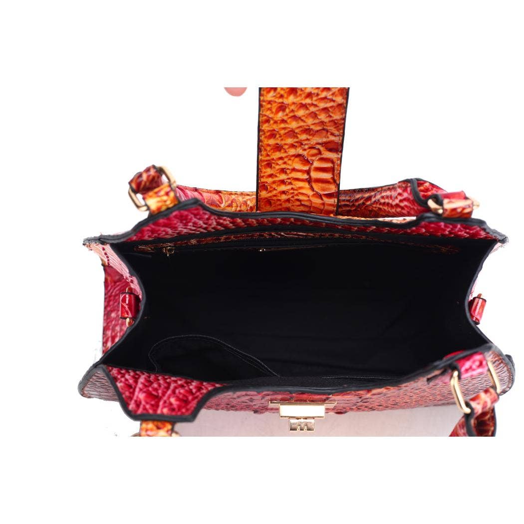 MKF Ava Gradient Rainbow Faux Crocodile Embossed Tote Bag