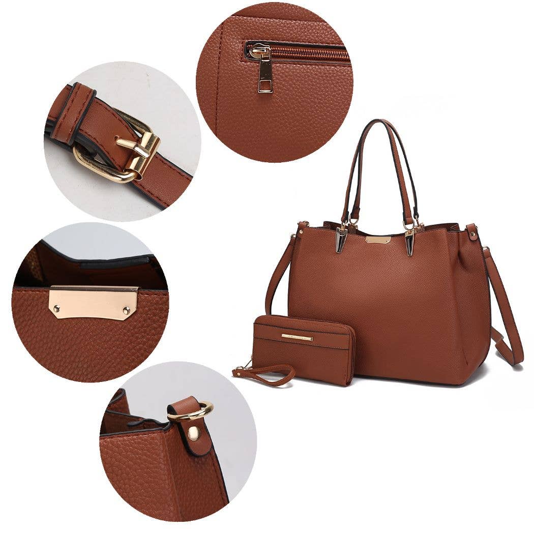 Kane Vegan Leather Women Satchel Bag with Wallet by Mia K