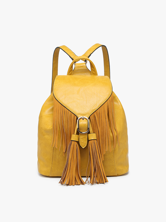 Jewel Fringe Bucket Backpack – Distressed Vegan Bag | BP2349
