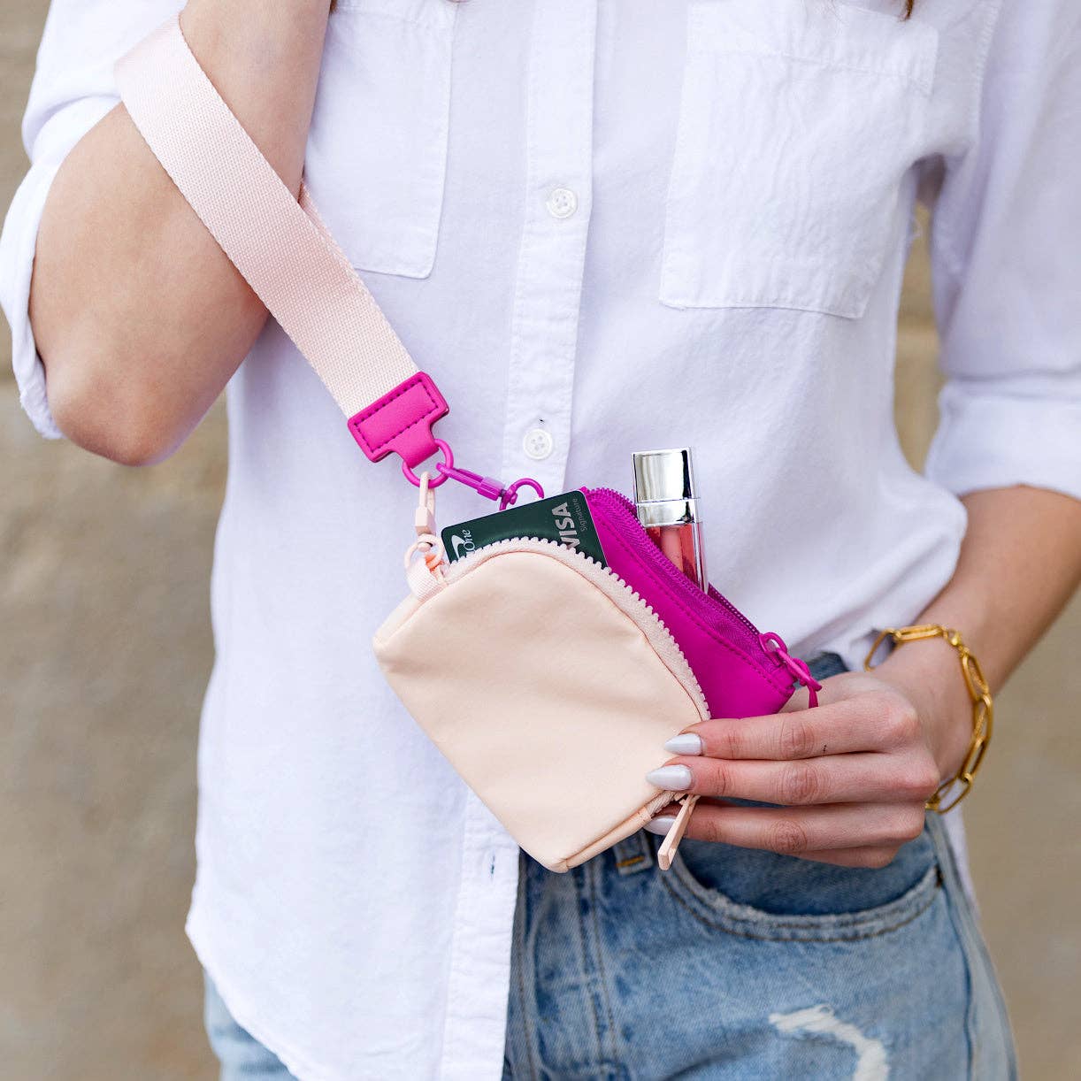 Clippable Dual Pouch Wristlet Wallet