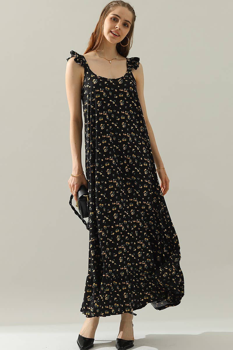 CWDMD772_RUFFLE DETAILED SLEEVELESS MAXI DRESS