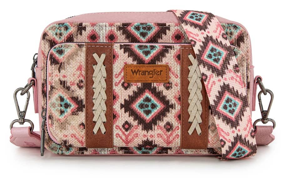 Wrangler Aztec Print Crossbody Purse With Wallet Compartment