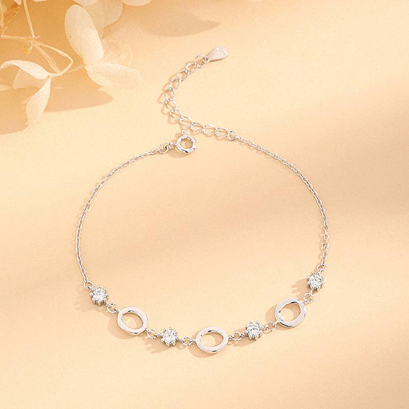 Dainty Circle Charm Stacking Anklet in 925 Sterling Silver