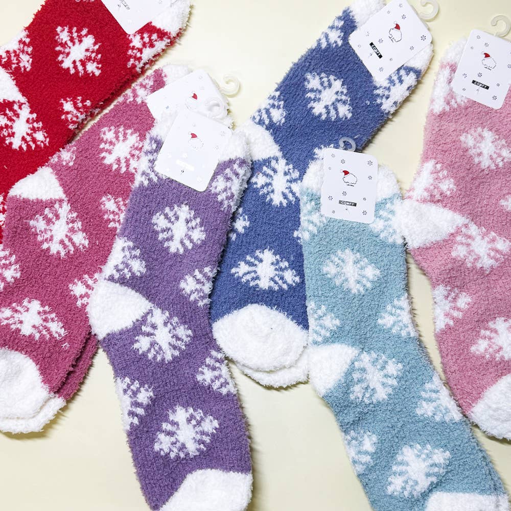 2812 Winter Snowflake Pattern Fuzzy Socks