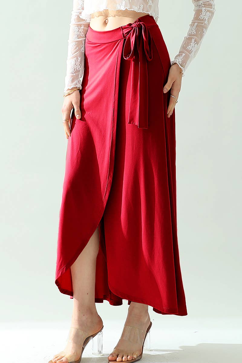 CWBLS117-P_High Waisted Maxi Wrap Skirts with Slit