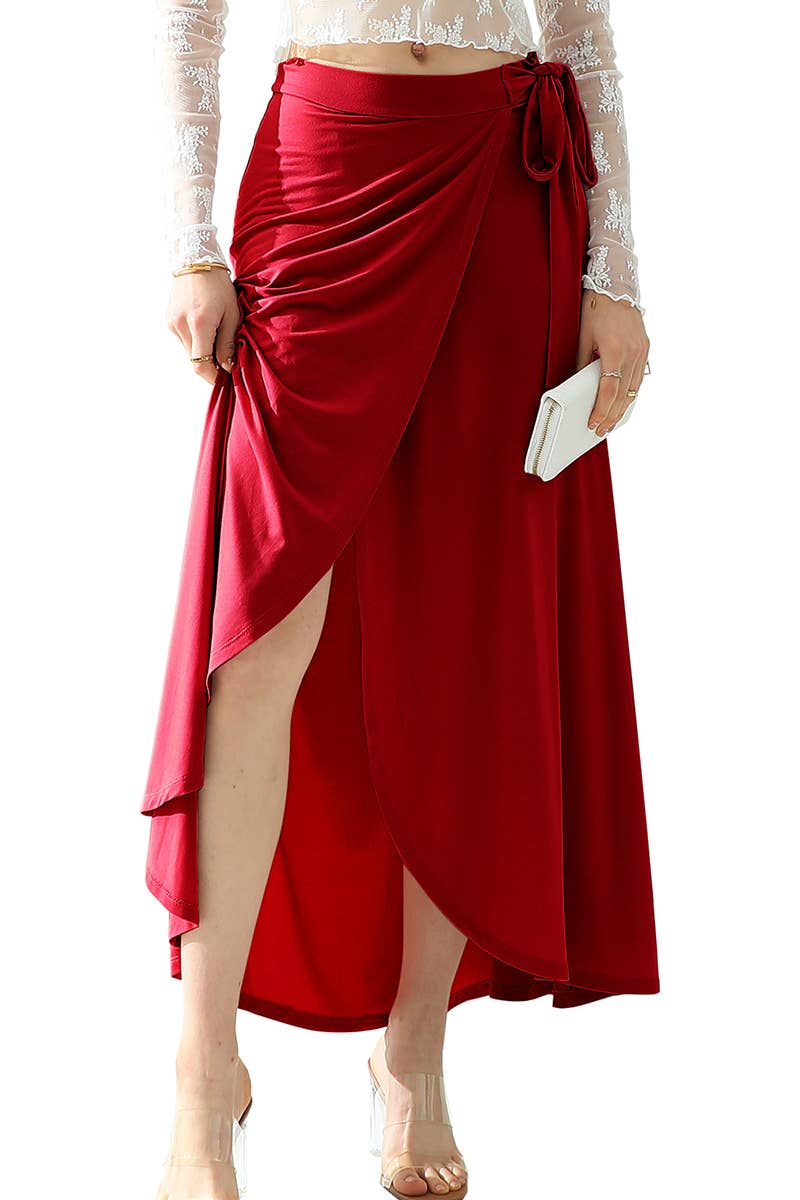 CWBLS117-P_High Waisted Maxi Wrap Skirts with Slit