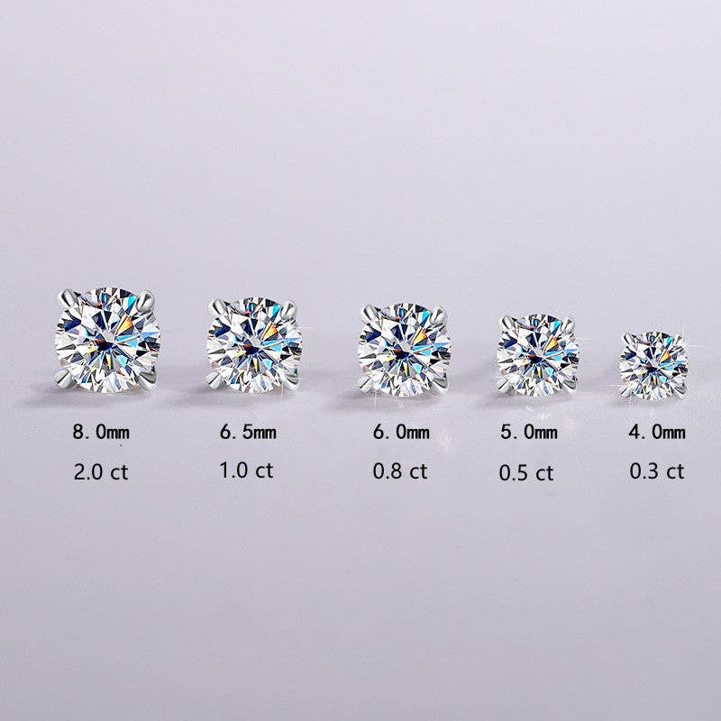 359 Color Moissanite Wedding Stud Earring in 925 Sterling Silver