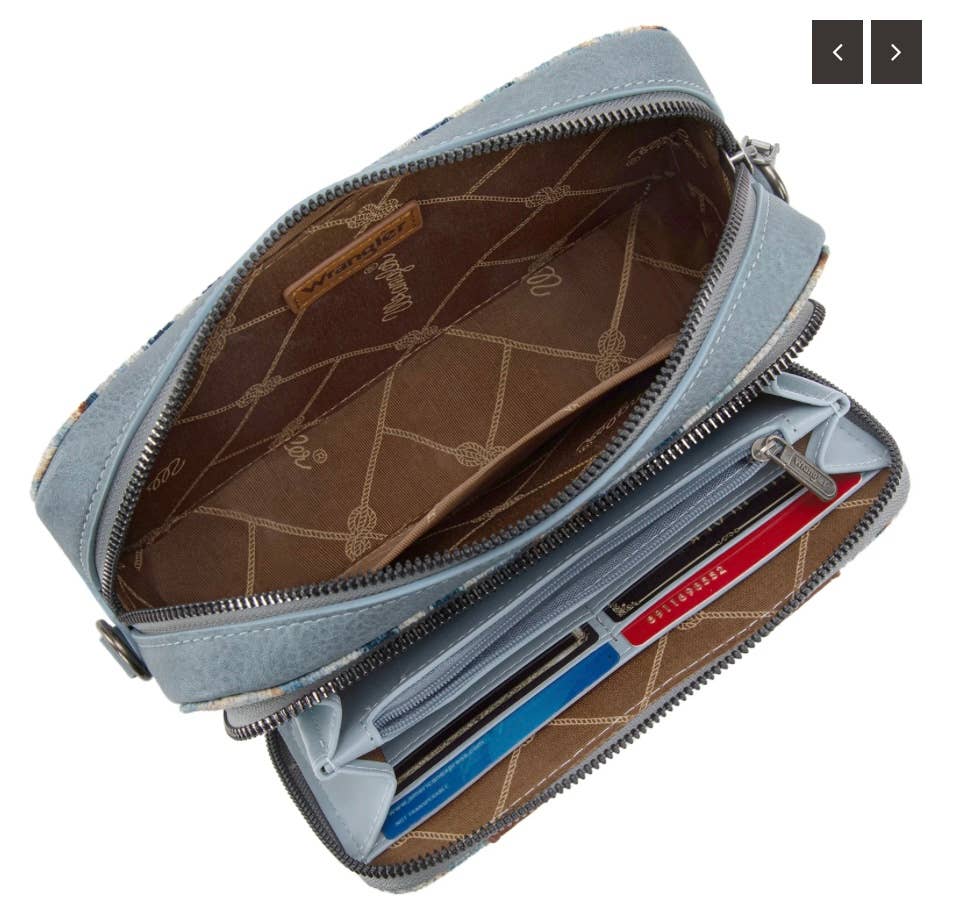 Wrangler Aztec Print Crossbody Purse With Wallet Compartment