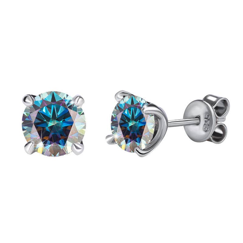 359 Color Moissanite Wedding Stud Earring in 925 Sterling Silver